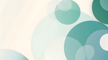 Leinwandbilder - Minimalist Abstract Geometric Background with Overlapping Circles and Ovals in Muted Blues and Greens