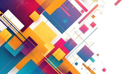 Poster - Vibrant Geometric Abstract Background with Overlapping Shapes and Patterns in Muted Color Palette