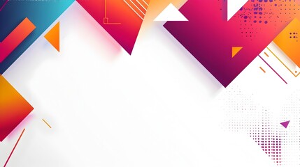 Poster - Vibrant Geometric Abstract Background with Overlapping Shapes and Copyspace