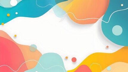 Poster - Vibrant Geometric Abstract Wallpaper with Overlapping Shapes and Clean White Background