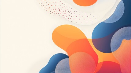Poster - Colorful Overlapping Geometric Shapes on White Background Vibrant Abstract Wallpaper Pattern with Gradients in Flat Design