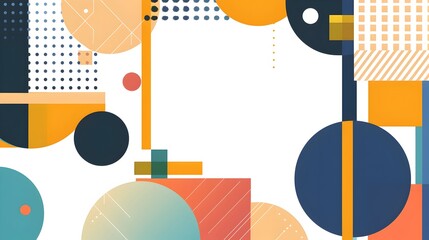 Poster - Vibrant Abstract Geometric Shapes in Balanced Composition with Ample Copyspace for Modern Digital Designs and Branding