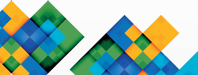 Aufkleber - An artistic composition featuring a row of azure, electric blue, and yellow rectangles on a white background, demonstrating colorfulness and symmetry