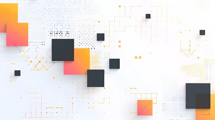 Poster - Minimalist abstract geometric pattern with modular shapes and gradients on a clean white backdrop