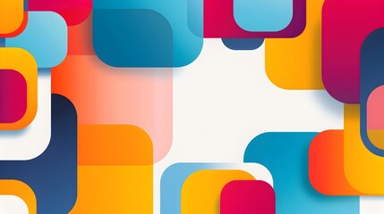 Aufkleber - Vibrant Geometric Abstract Backdrop with Layered Kaleidoscopic Shapes and Colors in a Modern Flat Design Style Adhering to the Rule of Thirds