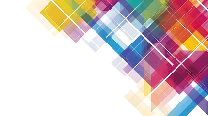 Poster - Geometric Abstract Kaleidoscopic Background in Spectrum of Jewel Toned Hues with Copyspace