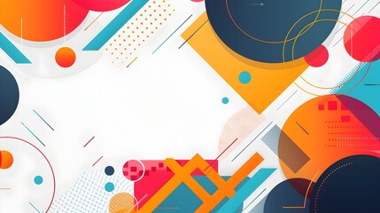 Poster - Vibrant and Geometric Abstract with Interlocking Shapes Striking Color Palette and Balanced Composition for Dynamic Visual Impact
