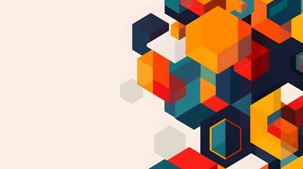 Aufkleber - Mesmerizing Geometric Abstract Background with Vibrant Color Palette and Minimalist Flat Design Template