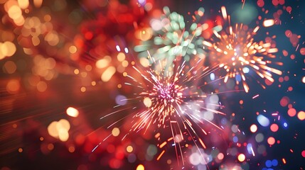 Poster - Vibrant Firework Displays Heralding the Arrival of the New Year 2025