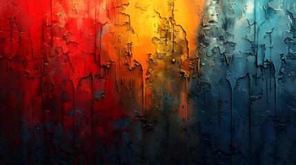 Aufkleber - Vibrant Abstract Grunge Textured Background with Expressive Color Splashes and Brush Strokes