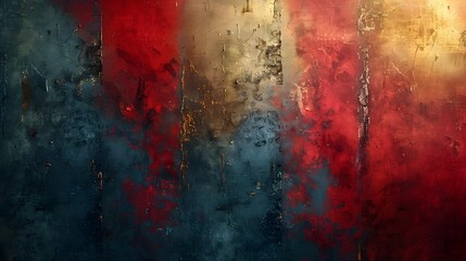 Aufkleber - Dramatic Abstract Grunge Texture Background with Vibrant Multicolored Brushstrokes and Distressed Vintage Aesthetics
