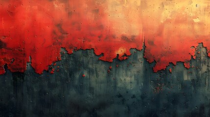 Aufkleber - Intense Grunge Abstract Background with Fiery Red Orange Tones and Moody Grungy Textures