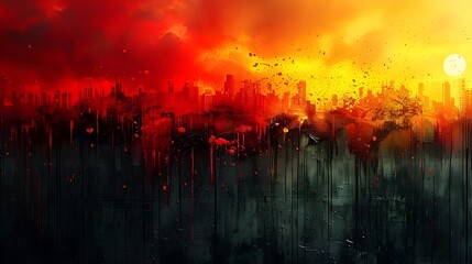 Poster - Fiery Apocalyptic Grunge Backdrop with Intense Scorched and Chaotic Abstract Textures