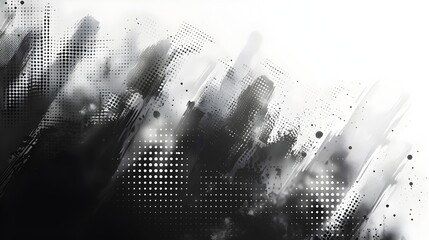 Fototapete - Grungy Abstract Halftone Dot Pattern Graphic Background with Distressed Textured Overlay and Scattered Particle Effects