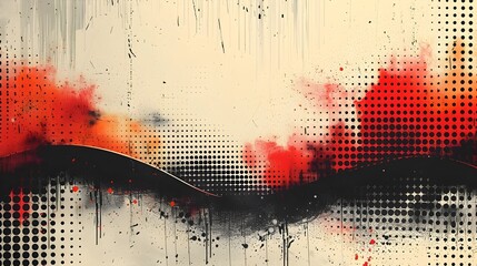 Fototapete - Vibrant Abstract Grunge Background with Halftone Effect and Dot Pattern for Cutting Edge Digital Designs and Artwork