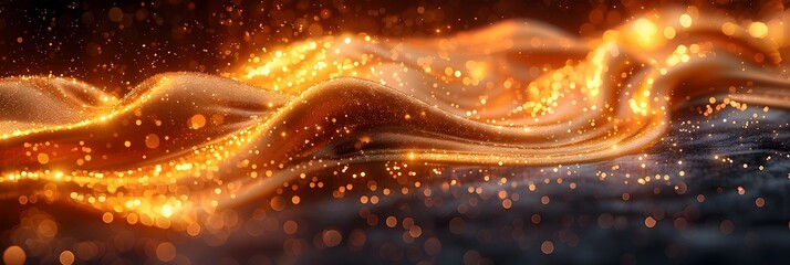 Aufkleber - Shimmering Gold Cosmic Energetic Background with Radiant Glitters and Sparkling Fluid Waves