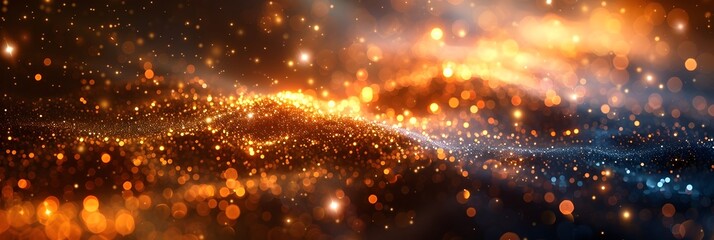 Aufkleber - Glittering Golden Ethereal Abstract Background with Shimmering Luminous Cosmic Energetic Gradient Effects