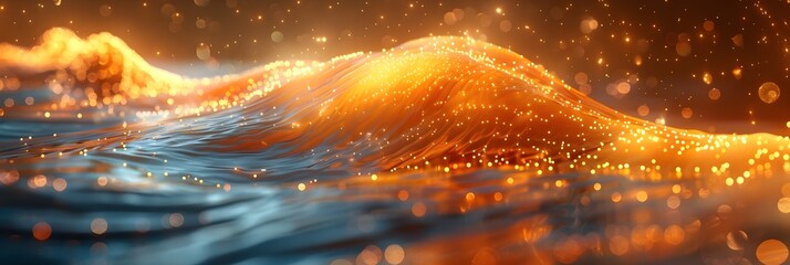 Poster - Captivating Golden Waves of Shimmering Aquatic Energy and Light