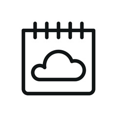 cloud calendar isolated icon, cloudy period vector icon with editable stroke