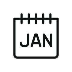 Wall Mural - January calendar isolated icon, JAN month vector symbol with editable stroke