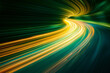 Abstract Swirling Light Patterns in Vibrant Green and Yellow