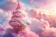 Dreamy Cupcake Against Pastel Sky Clouds