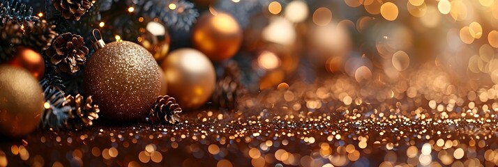 Aufkleber - New Year s Golden Shimmering Ornaments Glitter and Elegant Backdrop for Holiday Festivities and Events