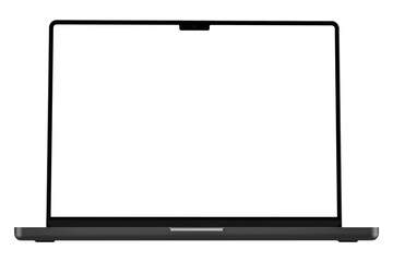 Wall Mural - front view of gray laptop similar to macbook without background. template for mockup
