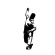 Cricket player, bowler throwing, isolated vector silhouette, team sport athlete