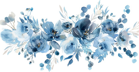 Vintage watercolor blue flowers, used for wallpaper, pattern fills, web page background