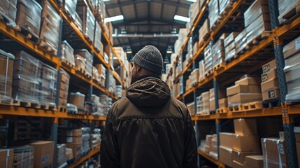 Aufkleber - Worker in warehouse. Generative AI.