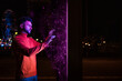 © Westend61 - Businessman examining big blockchain data at night