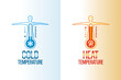 Human body cold and hot temperature, Thermometer logo check temperature scan