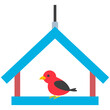 Bird dining platform vector cartoon illustration isolated on a white background.
