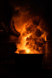 Fototapeta Tulipany - aluminum melting - aluminum bar foundry - heavy industry foundry furnance