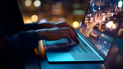 Poster - person typing on a laptop