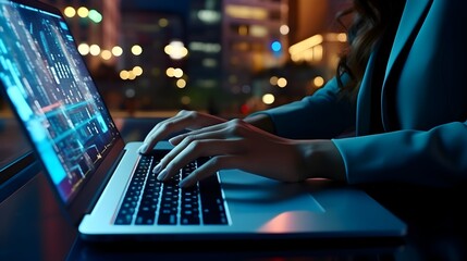 Poster - typing on laptop