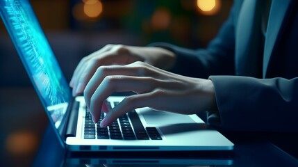 Poster - typing on laptop