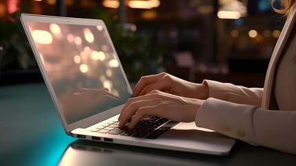 Poster - person typing on a laptop