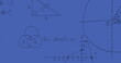 Image of mathematical equations processing on blue background