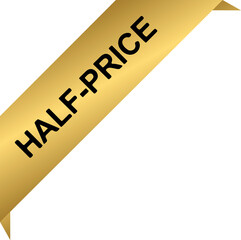 Wall Mural - Half price golden corner ribbon tag with text