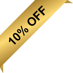 Wall Mural - 10% off golden corner ribbon tag with text