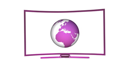 Poster - Image of tv with globe on white background