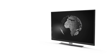 Wall Mural - Image of tv with globe on white background