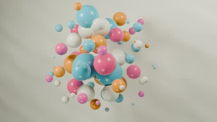 Poster - 3d animation of an array of colorful spheres that appear and disappear. smooth endless appearance an