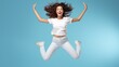 © tetxu - free happy woman doing a big jump isolated