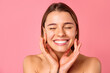 Cosmetology, beauty and spa treatment. Woman in lingerie on pink background.