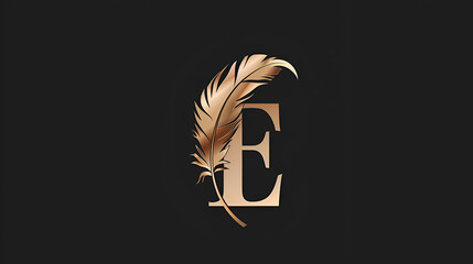 Wall Mural - E alphabet with a feather. law firm icon sign symbol. logo for a writer or publishers  .Generative AI