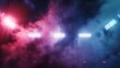 © Ajay - Stadium lights and smoke at night with copy space.