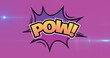 Image of pow text over retro star speech bubble on pink background